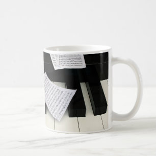 Piano keys with music coffee mug
