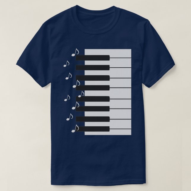 Piano keys with music notes piano player musician  T-Shirt (Design Front)