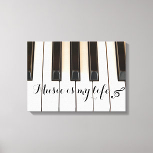 Piano Keys with Music Quote Canvas Print