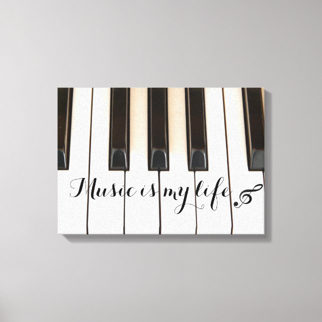 Piano Keys with Music Quote Canvas Print (Front)