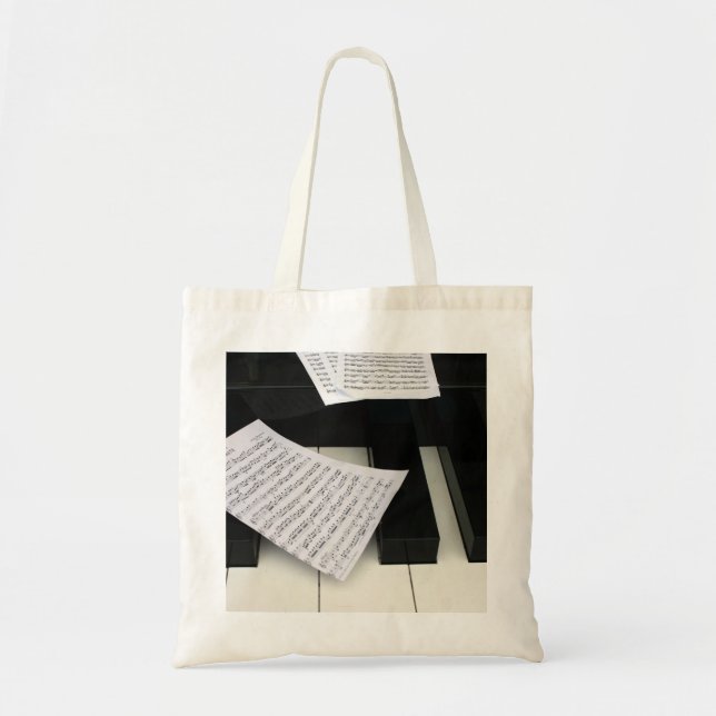 Piano keys with music tote bag (Front)