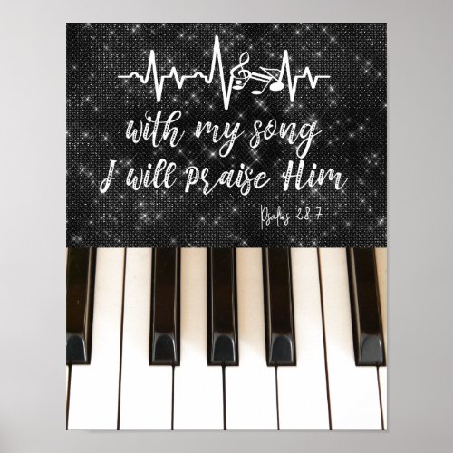 Piano Keys with Psalms Bible Verse Poster