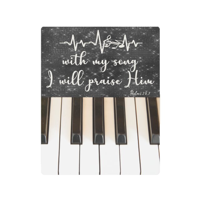 Piano Keys with Psalms Bible Verse Quote Metal Print (Front)