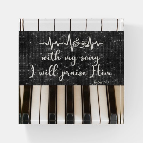 Piano Keys with Psalms Bible Verse Quote Paperweight