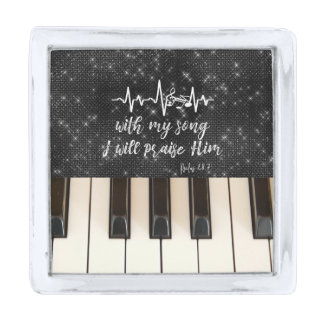 Piano Keys with Psalms Scripture Quote Silver Finish Lapel Pin