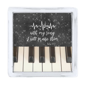 Piano Keys With Psalms Scripture Quote Silver Finish Lapel Pin by Christian_Quote at Zazzle