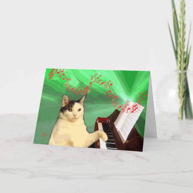 piano kitty holiday card (Front)