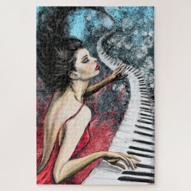 Piano Lady Feeling Music Jigsaw Puzzle (Vertical)