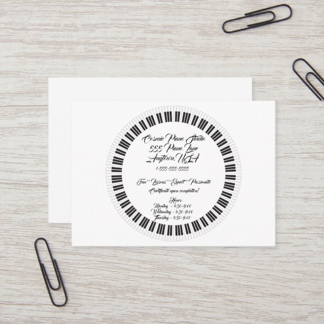 Piano Lesson Studio  Business Card (Front/Back In Situ)