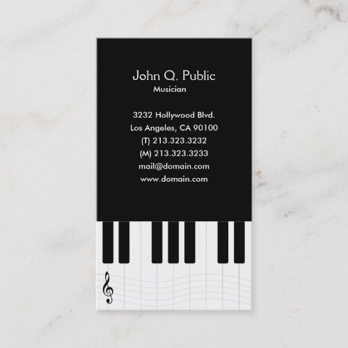 Piano Lesson Teacher Tutor Business Card