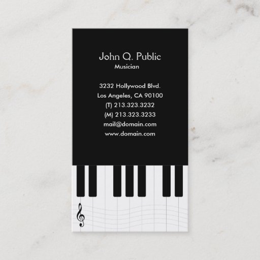 Customizable Piano Musician Business Card