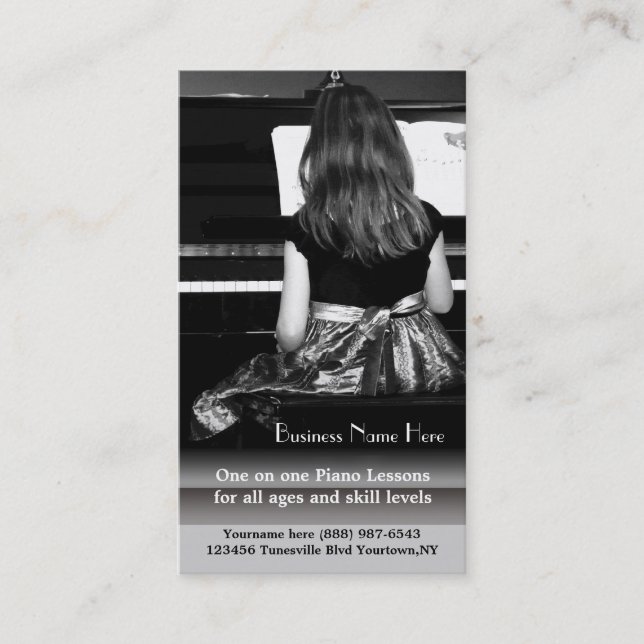 Piano Lessons and Music Teachers Business Card (Front)