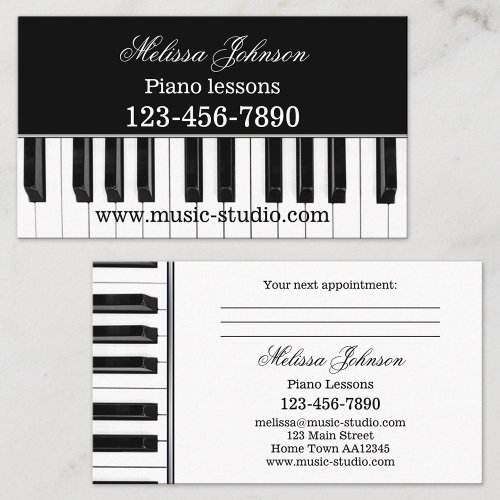 Piano Lessons Appointment Business Card