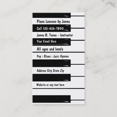 Piano Lessons Business Card