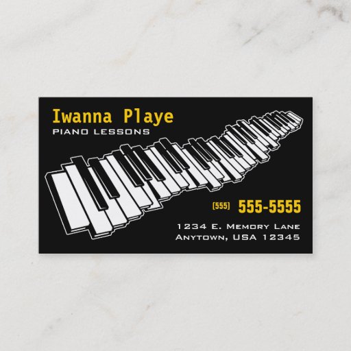 Customizable Piano Lessons Business Card