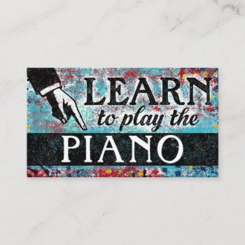 Piano Lessons Business Cards - Blue Red by NeatBusinessCards at Zazzle