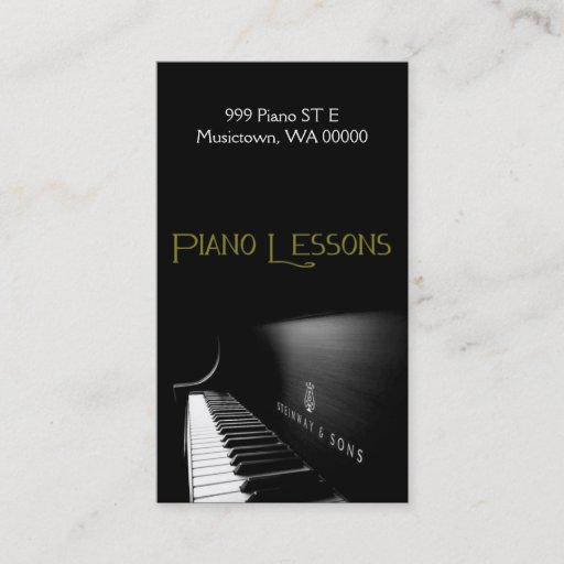 Customizable Piano Lessons, Instructor, Music Business Card