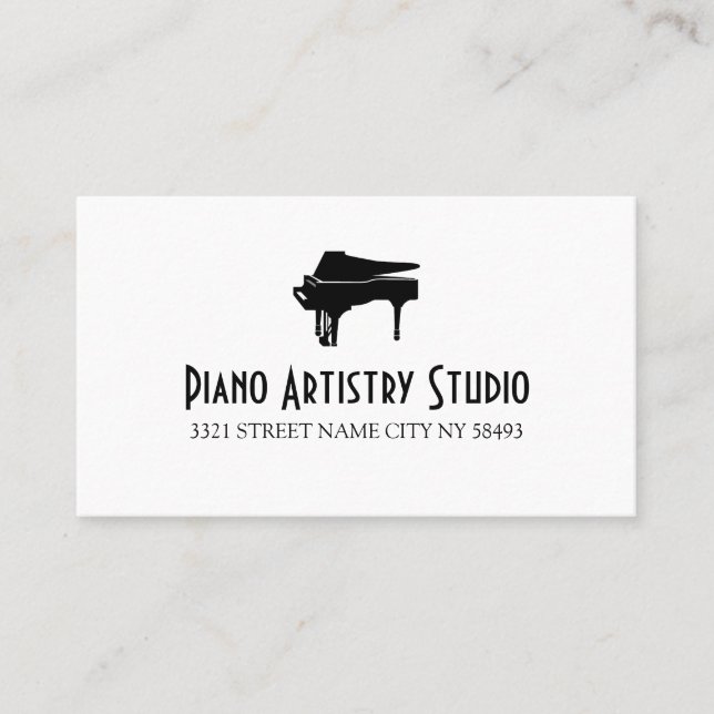 Piano Lessons Instructor Music Studio  Business Ca Business Card (Front)