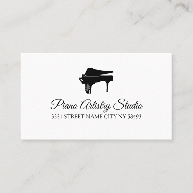 Piano Lessons Instructor Music Studio  Business Ca Card (Front)