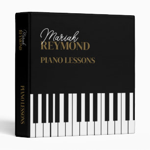 Piano Lessons Keys Keyboard custom black 3 Ring Binder