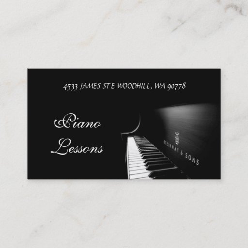 Customizable Piano Lessons, Music, Instruments Business Card