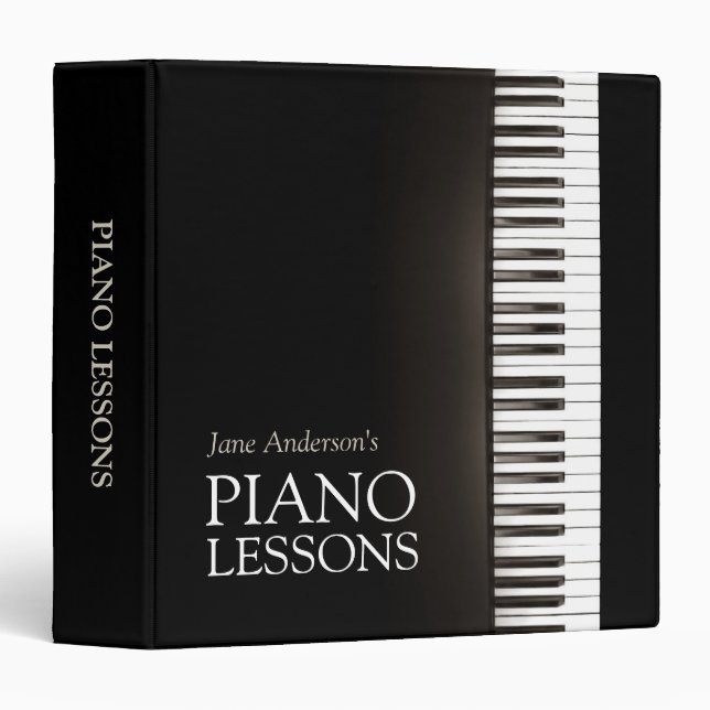 Piano Lessons Music Teacher 3 Ring Binder (Front/Spine)
