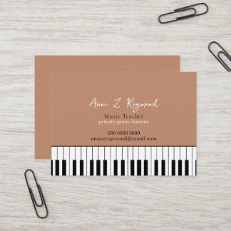 Piano Lessons Music Teacher boho brown Business Card