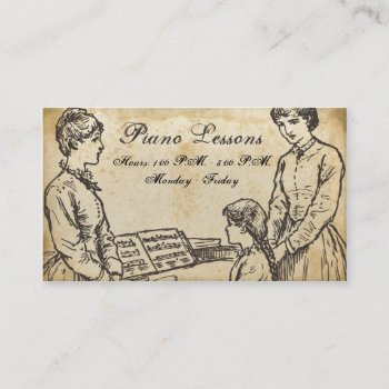 Piano Lessons Old Paper Business Card by camcguire at Zazzle