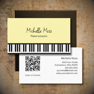 Piano Lessons Simple Keyboard Musical Yellow Business Card