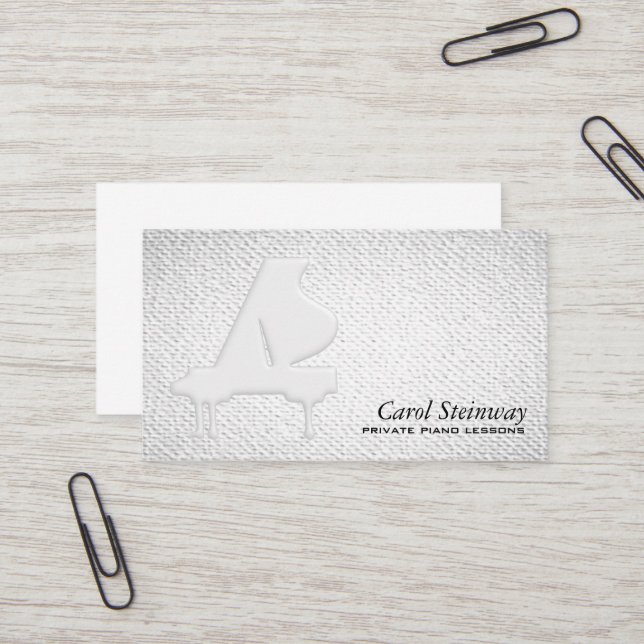 Piano Lessons Textured Look Business Card (Front/Back In Situ)