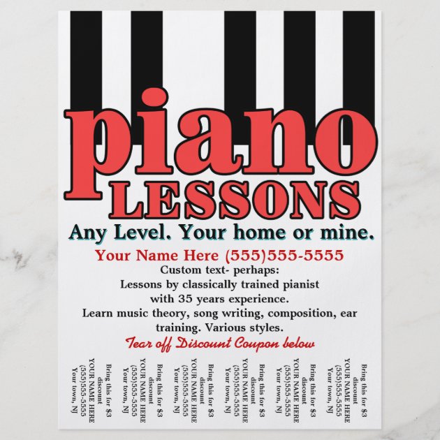 piano lessons tutor music teacher tear sheet zazzle com sample piano lesson flyer