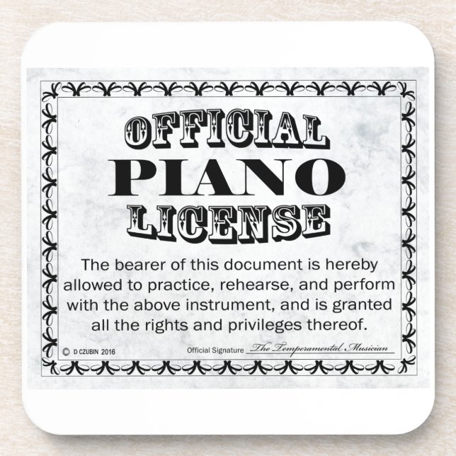 Piano License Beverage Coaster (Front)