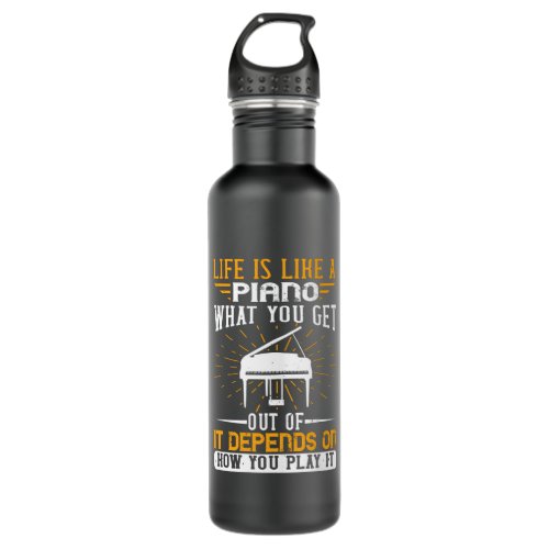 Piano _ Life Is Like A Piano Stainless Steel Water Bottle