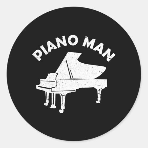 Piano Man Funny Keyboard Pianist Musician Piano Classic Round Sticker
