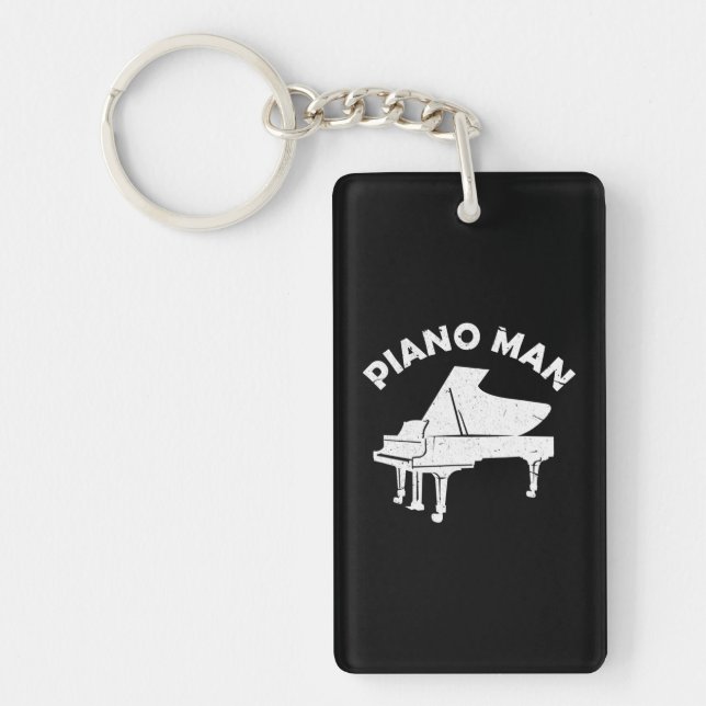 Piano Man Funny Keyboard Pianist Musician Piano Keychain (Front)