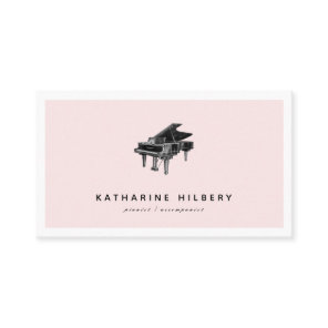 Piano Minimalist Blush Pink & Black Business Card