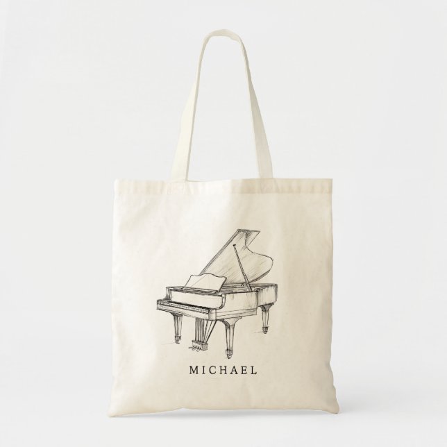 Piano Modern Line Drawing Music Teacher Musician Tote Bag (Front)