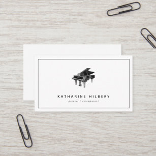 Piano Modern Minimalist White Business Card