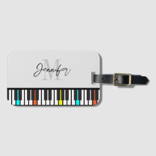 Piano Monogram Name Personalized Luggage Tag