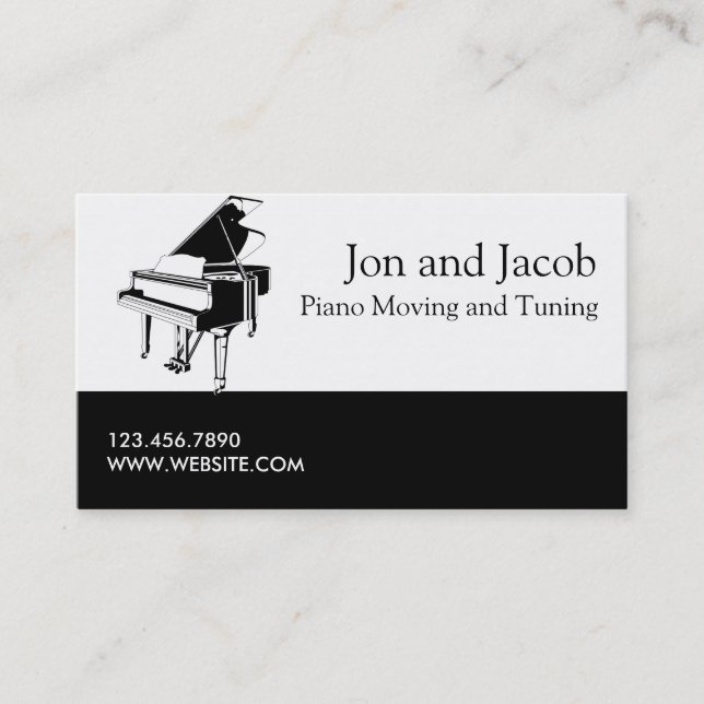 Piano Moving and Tuning Movers Music Repair Business Card (Front)