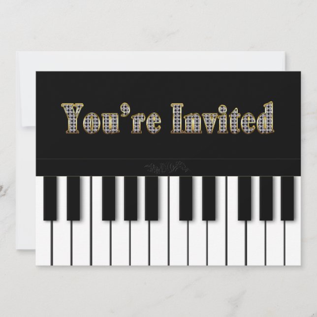 PIANO MULTI PURPOSE INVITATION - GOLD (Front)