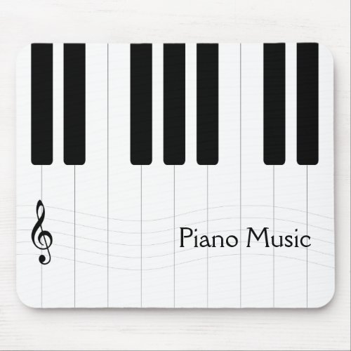 Piano Music Black and White Mouse Pad