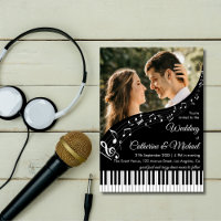 Piano Music Black & White Photo QR Code Wedding