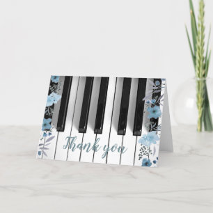 piano music blue floral thank you