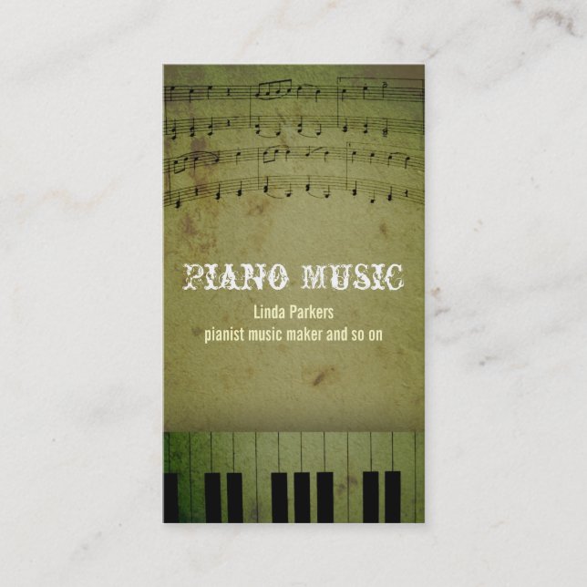 piano music business card (Front)