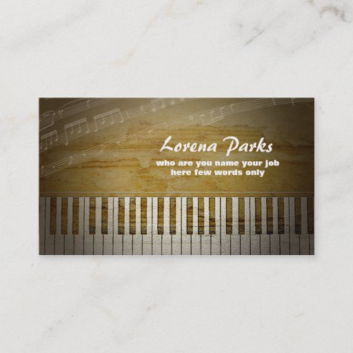 Customizable piano music business card