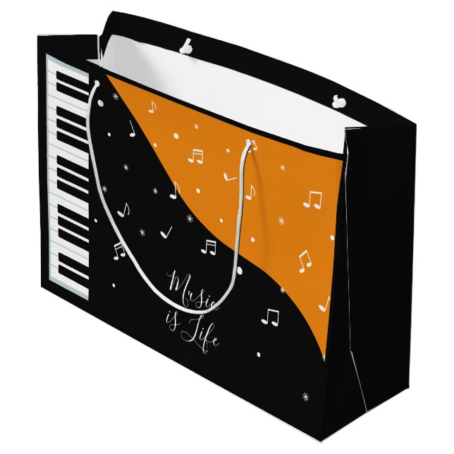Piano Music custom text large gift bag (Back Angled)