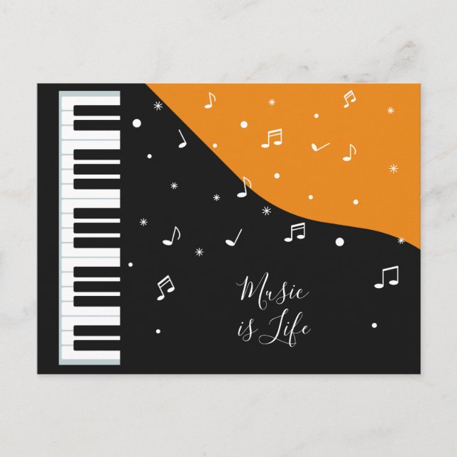 Piano Music custom text postcard (Front)