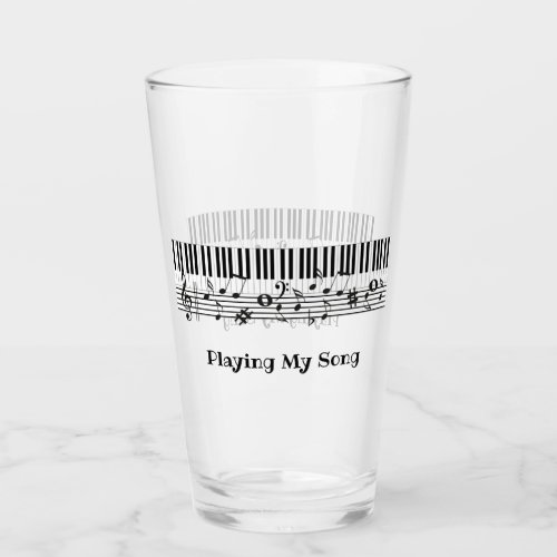 Piano Music Design Drinking Glass