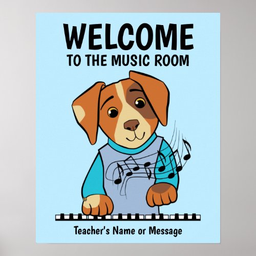 Piano Music Dog Welcome Poster